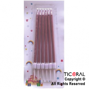 VELA BLISTER ROSA GOLD METALIZADO 9.5 CM x 6 UNIDADES